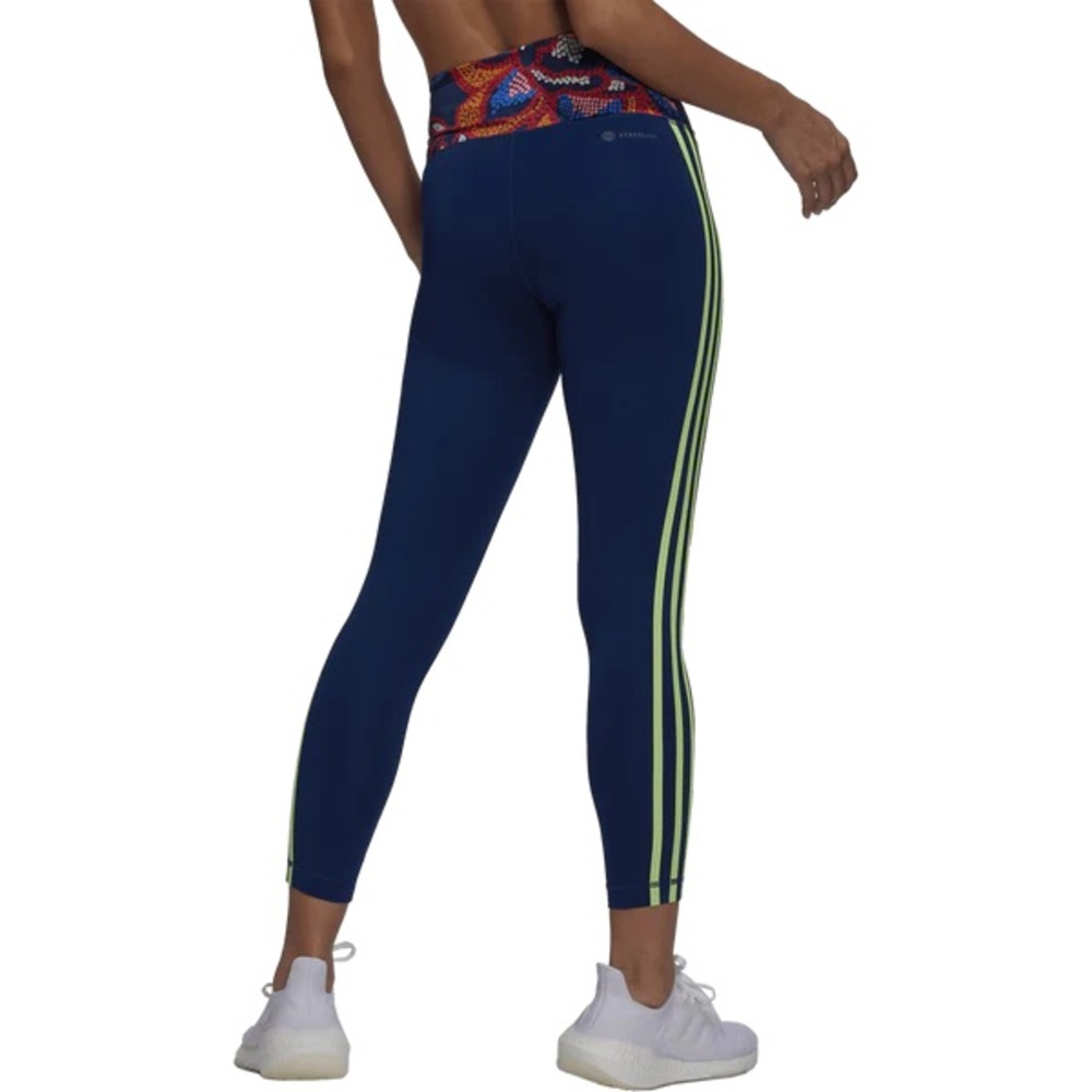 Adidas x Farm Rio Tight Fit High Rise Full-Length Blue Athletic Leggings